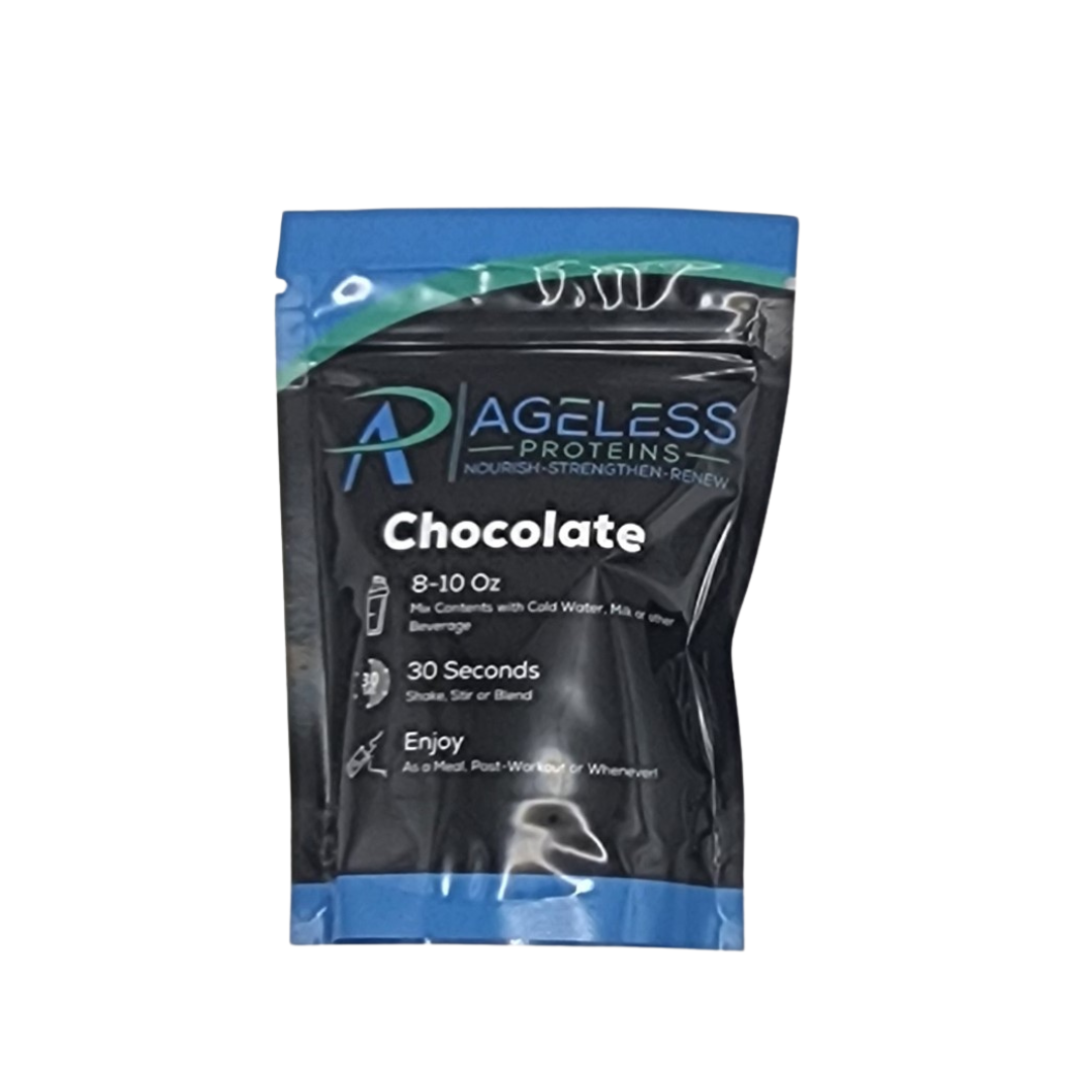 Ageless Proteins Chocolate Flavor – 10 Single-Serving Pouches